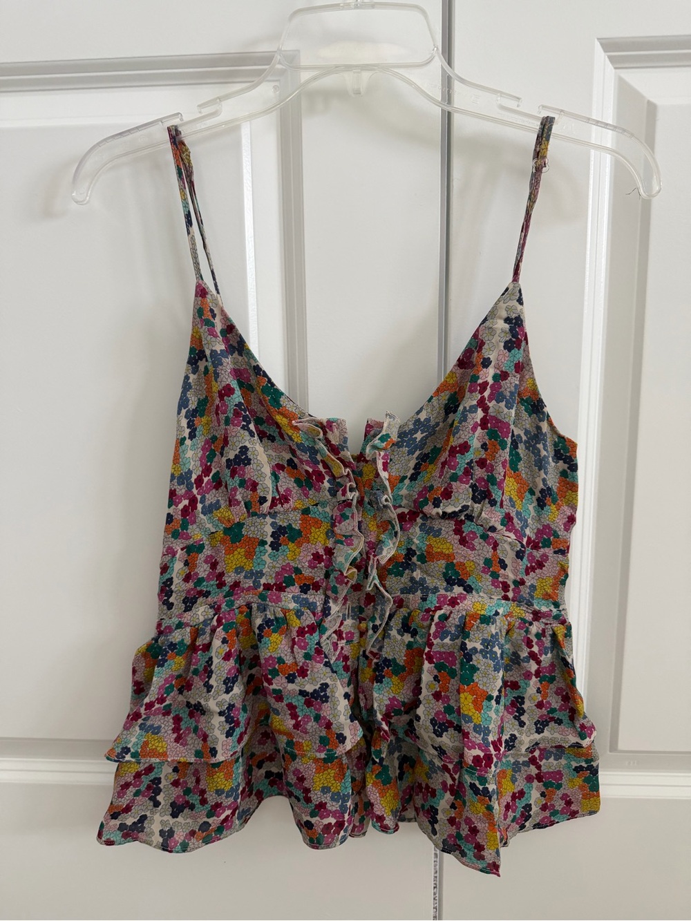 Parker Multicolor Floral Tie-Front Peplum Cami